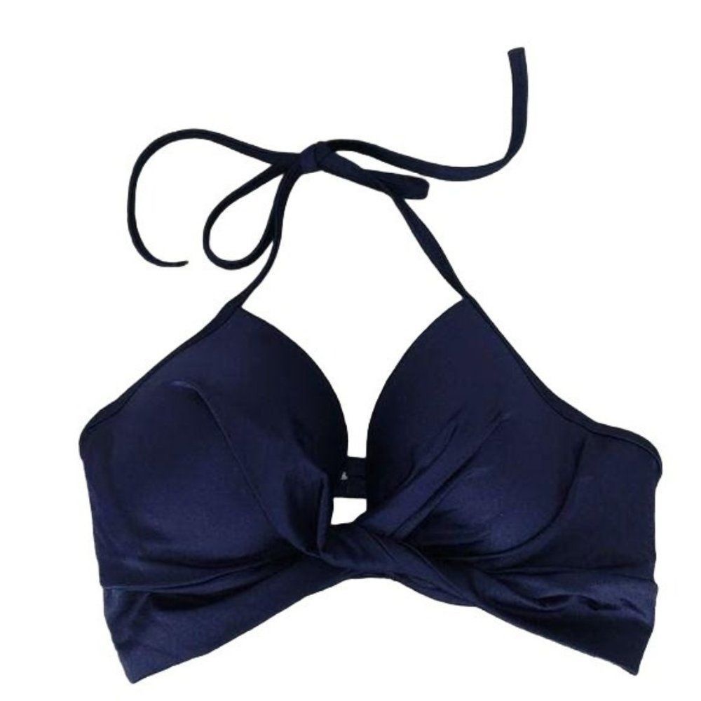 Shade and‎ Shore Woman's 34C Blue Halter Style Bikini Top Swimwear